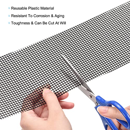 MECCANIXITY 5 Pcs Flower Pot Hole Mesh Pad 11.8x3.9" Invisible Rigid Plastic Bottom Grid Drainage Screens Prevent Soil Loss for Plant Containers, Bonsai (Black) - size: 30cmx10cm