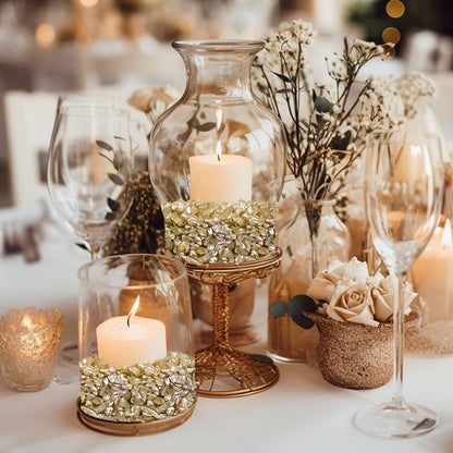 HappyFiller 1.3 LB Metallic Baige Crushed Glass for Resin Art,Crafts,3-8mm | Vase Filler,Wedding Table Centerpiece,Candle Holder,Terrarium Gravel Sand - color: Baige