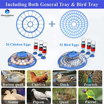 26-52 Eggs Automatic Incubator | Upgrade Automatic Water Adding, 360 Degree View, Egg Turner, Temperature Control, Egg Candler