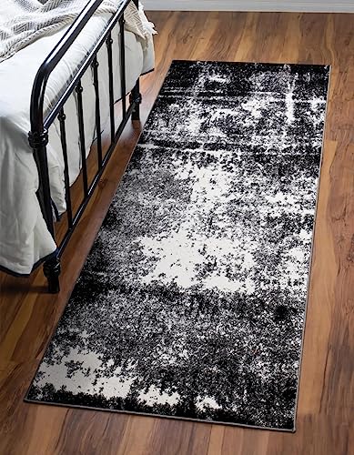 Keen Home Design Runner Rugs - 32"x119" Non-Shedding, Thick Pile Abstract Rugs for Kitchen, Living Room, Bedroom, Dining Room, Entryway - Size: 2'8" x 9'11", Abstract Black - color: Abstract Black, size: 2'8" x 9'11" (Runner)