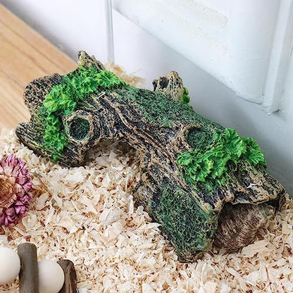 Oooct Hermit Crab Climbing Toy, Resin Hollow Tree Trunk Ornament | Aquarium Betta Fish Hideout Caves, Tank or Aquarium Decorations Accessories for Reptile Lizard Newt Hermit Crab Betta Fish
