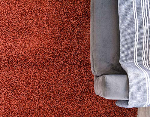 Unique Loom Solid Shag Collection Area Rug (2' 6" x 13' 1" Runner, Terracotta) - color: Terracotta, size: 2'6" x 13'1" (Runner)