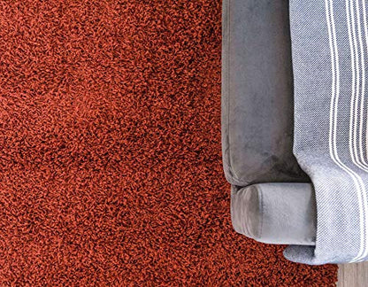 Unique Loom Solid Shag Collection Area Rug (2' 6" x 13' 1" Runner, Terracotta) - color: Terracotta, size: 2'6" x 13'1" (Runner)