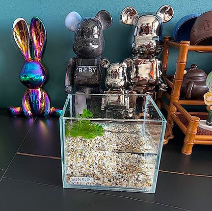AWXZOM Small Nano Tall Rimless Tank, Glass Fish Tank, Betta Tank (0.7 Gallon, 5.9x4.3x5.1in/15x11x13cm) - size: 0.7 Gallon 5.9x 4.3x5.1inch/15*11*13cm