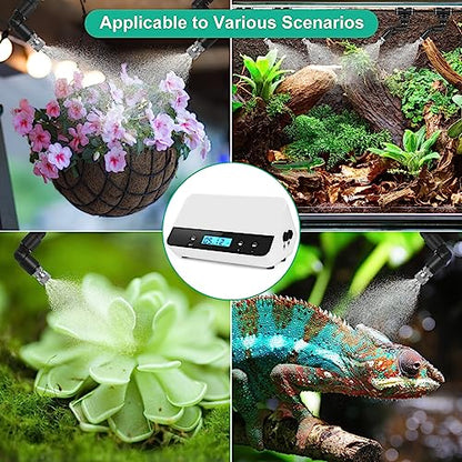 Automatic Reptile Mister with 4 Nozzles | 360° Adjustable Spray, Timer Control & External Reservoir for Terrariums