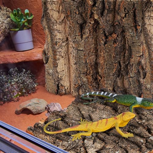 4Pcs Reptile Cork Bark Tank Decor Natural Terrarium Background for Gecko Lizard Bearded Climbing Habitat 5.90X5.90X0.78In