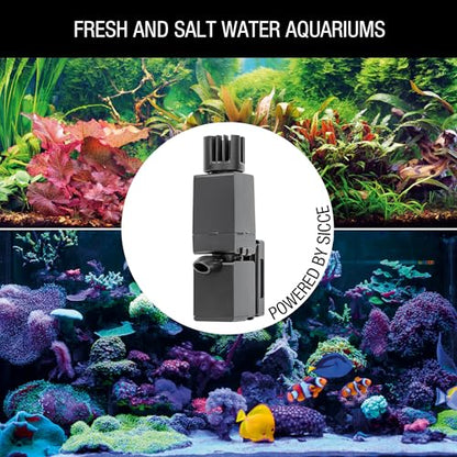 Sicce Shark MINI Aquarium Surface Skimmer 350 Plus up to 90 Gallon Aquariums | 90 GPH Flow Rate Efficient Debris Oil Film Removal Freshwater & Saltwater