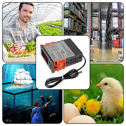 Dorhea Digital LCD Temperature Controller 10A DC 24V Thermostat STC-1000 1m NTC Sensor Thermostat Regulator Heater Cooler 2 Relay Output(24V) - color: 24V