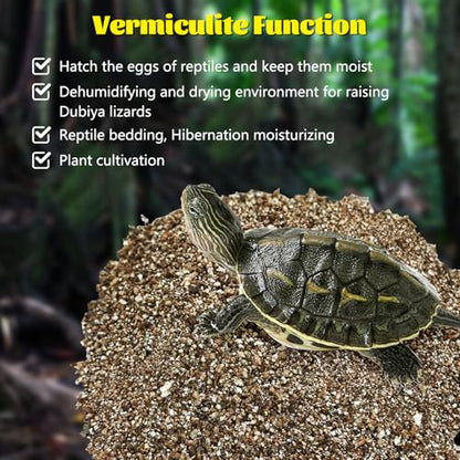Hamiledyi Vermiculite for Incubating Reptile Eggs Terrarium Bedding Snake Habitat Substrate Reptile Bedding for Tortoise, Gecko, Ball Python, Salamander, Snake, Horned Frog(2Pack,0.87gal)