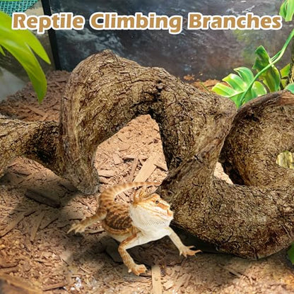 Reptile Climbing Decor 2 Pack Thick Wood Branches Snake Habitat Decorations Terrarium Wooden Tree Trunk Ornament for Bearded Dragon Lizard Snake Geckos Chameleon Frog - size: 14-16 inches