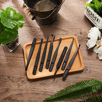 8 Pieces Carnivorous Plant Fly Trap Feeding Tweezers Food Tongs 8 Styles Black Tongs Carbon Fiber Food Tweezers for Pitcher Plants Butterwort Mealworm Feeding, 4.7 Inch Long