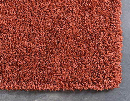 Unique Loom Solid Shag Collection Area Rug (2' 6" x 13' 1" Runner, Terracotta) - color: Terracotta, size: 2'6" x 13'1" (Runner)