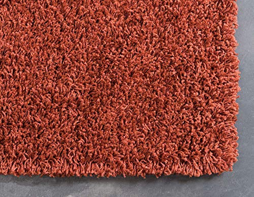 Unique Loom Solid Shag Collection Area Rug (2' 6" x 13' 1" Runner, Terracotta) - color: Terracotta, size: 2'6" x 13'1" (Runner)