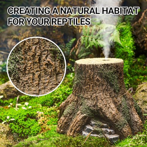 REPTIZOO Reptile Humidifier Fogger, Tree Trunk Humidifier with Top Mist Outlet, 1000ml Detachable Terrarium Humidifier Reptile Misting System Terrarium Decoration