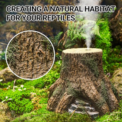 REPTIZOO Reptile Humidifier Fogger, Tree Trunk Humidifier with Top Mist Outlet, 1000ml Detachable Terrarium Humidifier Reptile Misting System Terrarium Decoration