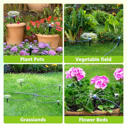102FT Drip Irrigation System Kit, New Quick-Connect, Automatic Garden Watering Misting System for Greenhouse, Yard, Lawn, Plant with 1/2 inch Hose 1/4 inch Distribution Tubing and Accessories - size: 23FT 1/2''Main tube+79FT 1/4'' tube