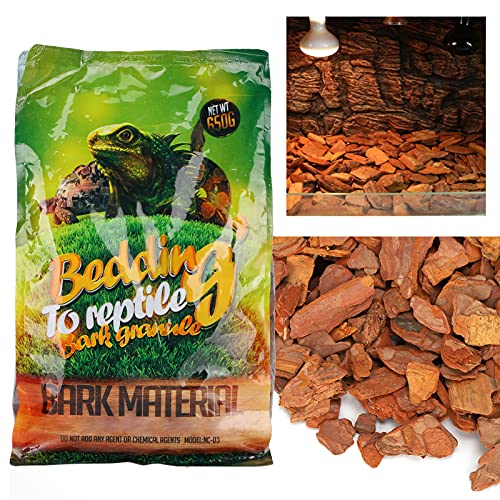 flexman 1Bag Reptile Bark Chips, 650g Forest Terrain Bark Fine Chips Bedding Brick for Lizards Tortoises Snakes Geckos Frogs (Brown) - size: small particles