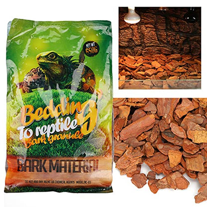 flexman 1Bag Reptile Bark Chips, 650g Forest Terrain Bark Fine Chips Bedding Brick for Lizards Tortoises Snakes Geckos Frogs (Brown) - size: small particles