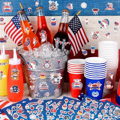 405Pcs 4th of July Stickers, Red White Blue Independence Day Stickers Patriotic Sticker for Scrapbooks Envelopes Cards 4th of July Party Favors - style: 4th of July