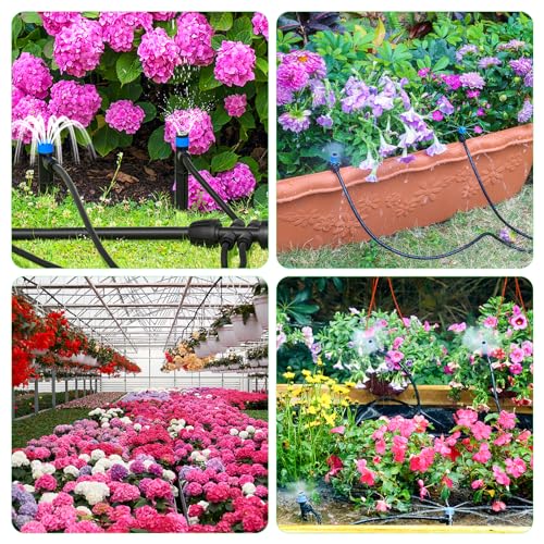 Drip Irrigation System Kit for Garden Watering, 230FT Quick Connect | For Garden, Raised Beds, Greenhouses, with 33FT 5/16" Mainline + 1/4" Tubing + 40 Emitters, 20-45 PSI and up to 40 GPH - size: 230 FT - 33 FT 5/16" Tubing + 197 FT 1/4" Tubing