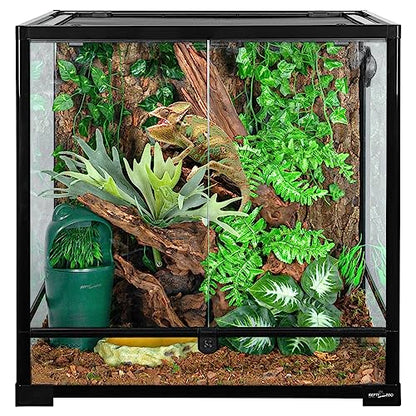 REPTIZOO 60 Gallon Glass Reptile Tank, 24" x 24" x 24" Large Reptile Terrarium Front Opening Terrarium with Double Hinge Door and Top Screen Ventilation, Easy Assembly Enclosure Tank - size: 24" x 24" x 24"