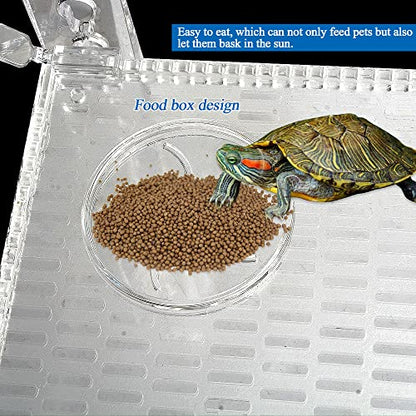 Hanging Turtle Basking Platform, Adjustable Acrylic Aquatic Reptile Turtle Tank Dock with Ramp, for Aquatic Turtles, Turtle Tank Aquarium - Medium (12inch)