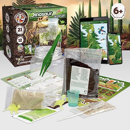 Science4you Grow and Glow Dinosaur Terrarium Kit for Kids - Make Your Own DIY Dinosaur Habitat Ecosystem, Glow in The Dark Mini Terrarium + Plant Growing Kit for Boys and Girls Ages 6 7 8 9+