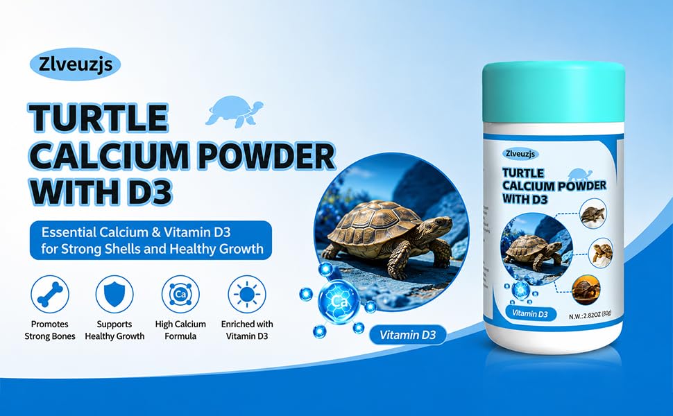Turtle Calcium Powder D3- Phosphorus Free - Ultra fine Powder (2.82 oz)