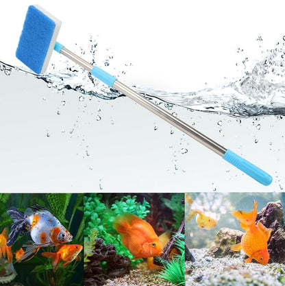 Yamibobo Long Handle Fish Tank Sponge Brush Extendable Aquarium Fish Tank Cleaning Set for Glass, Fish Tank Sponge Cleaner with 1 Sponge Pad