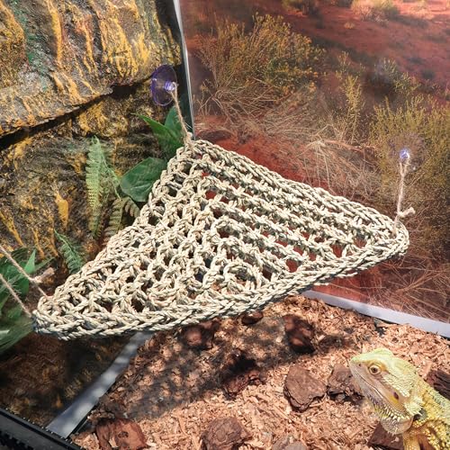 Bearded Dragon Hammock Lizard Tank Accessories Reptile Lounger Amphibian Habitat Décor for Chameleon, Geckos, Snakes, Hermit Crab, Lguana Reptiles, Tortoises - size: 17"T