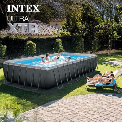 INTEX Ultra XTR 24ft x 12ft 52 in Above Ground Swimming Pool Set w/Pump | 26363EH - 2100 GPH Sand Filter Pump, Ladder, Pool Cover & Ground Cloth Included - Strong Galvanized Steel Frame - size: 24' x 12', style: Sand Filter Pump