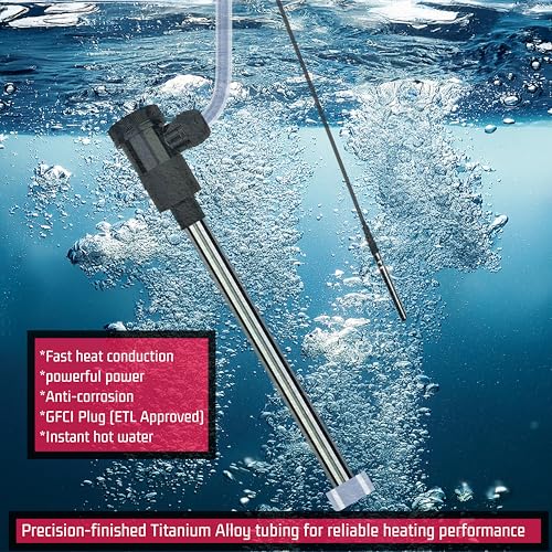 3000W Titanium Immersion Water Heater Portable Electric Pool & Bathtub Fully Submersible Water Heater with GFCI, Temp Control for Hot Tub, Above Ground Pool, Baptistry, Above Ground Pool