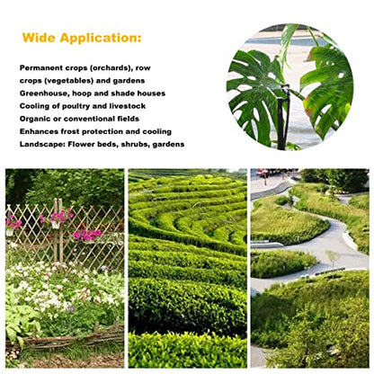 9 Sets 360° Micro Spray Sprinkler Stake Assembly with 1/4" Tubing | Full Circle 360 Degree Watering Nozzles, Emitters with Spike, 1/4 inch Tubing, For Greenhouse Nursery Garden Drip Irrigation - size: 9 Sets 360° Micro Spray Emitters