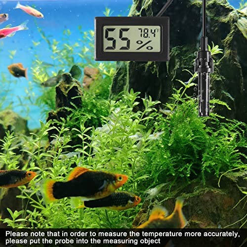 4 Pcs Mini Digital Hygrometer Thermometer Gauge with Probe TPM-10 LCD Display Temperature Fahrenheit Humidity Meter for Incubator Reptile Plant Terrarium Humidor Guitar Case Greenhouse - color: Black 4PCS