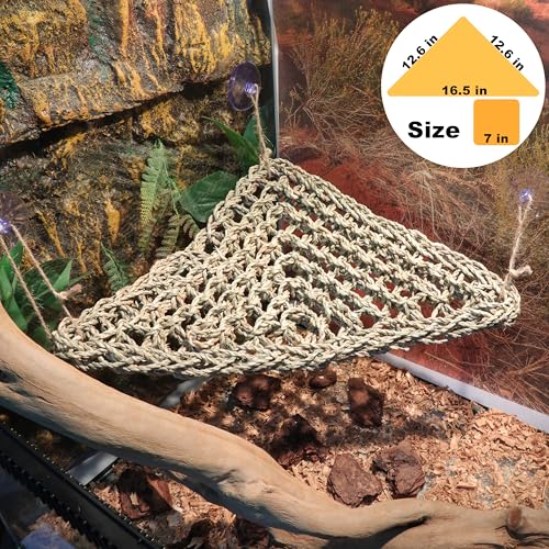 Bearded Dragon Hammock Lizard Tank Accessories Reptile Lounger Amphibian Habitat Décor for Chameleon, Geckos, Snakes, Hermit Crab, Lguana Reptiles, Tortoises - size: 17"T+7"