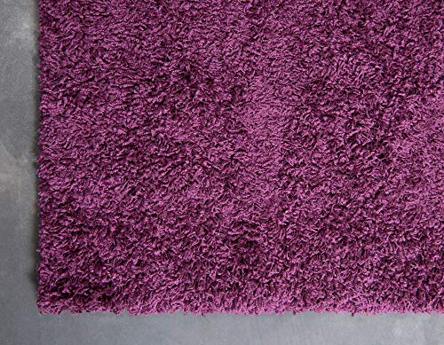 Unique Loom Solid Shag Collection Area Rug (2' 6" x 13' 1" Runner, Eggplant Purple) - color: Eggplant Purple, size: 2'6" x 13'1" (Runner)