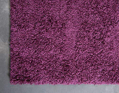 Unique Loom Solid Shag Collection Area Rug (2' 6" x 13' 1" Runner, Eggplant Purple) - color: Eggplant Purple, size: 2'6" x 13'1" (Runner)