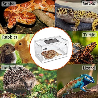 Dutiplus Large Snake Reptile Tank, Habitat Cages,White, 21.65"x12.6"x12.2" | Amphibians Habitat Cages, Sliding Screen Top, For Lizard, Gecko, Frog, Hamster, Hermit Crab - color: White