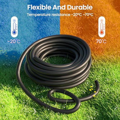MIXC 25 FT 1/2 Inch Drip Irrigation Tubing Kit:Premium Garden and Landscape Watering System with 2 Quick Connector 4-Way Connector - size: 25FT 1/2'' Main Tube