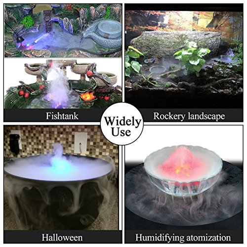 AGPTEK 12 LED Mist Maker Water Fountain Pond Fog Atomizer Air Humidifier, Ideal For Indoor or Outdoor Fountains, Water Feature Use.