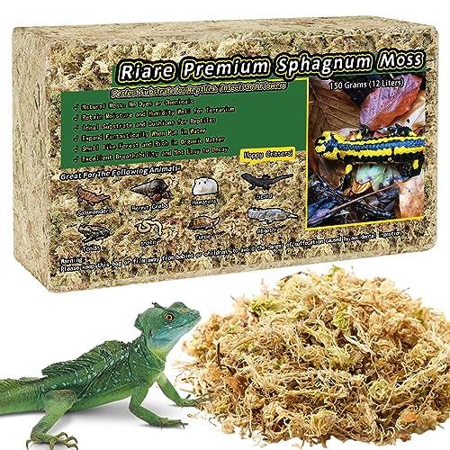 Riare 5.3oz Natural Sphagnum Moss for Reptiles- Terrarium Reptiles Moss | 6QT High Expansion, Moisture Retention, Long Fiber Dried Moss Bedding for Lepard Gecko Snakes Turtles Frogs Spiders - color: 5.3OZ
