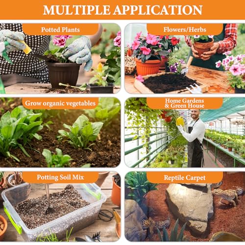 10LBS Organic Coco Coir Brick for Plants- 100% Natural Compressed Coconut Coir Brick with Low EC & pH Balance, Coco Coir Fiber Grow Medium Potting Soil for Herbs, Flowers, Plants and Reptile