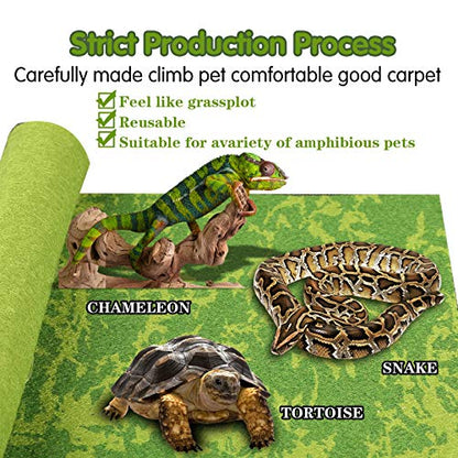 Reptile Carpet, 36 * 18in Pet Terrarium Liner,Reptiles Cage Mat/Substrate for Snakes, Chameleons, Geckos ands Kitchen Use(2sheets) with Tweezers Feeding Tongs - size: new-40Gallon(36*18in)