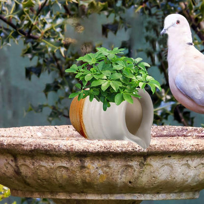 SUPVOX Ceramic Jar Fountain Attachment: 4.8" Miniature Clay Pot Spout Waterfall Accessory for DIY Aquarium Fish Tank, Tabletop & Garden Decor (Pump NOT Included)