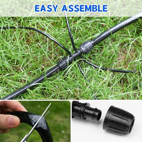 50 FT 1/2 Inch Drip Irrigation Tubing Main Drip Line Hose Tube for Garden Watering Landscape Irrigation System (Includes 2 Pack 6-Way Connector and 1/2" Straight Connector) - size: 50FT 1/2" Main Tube