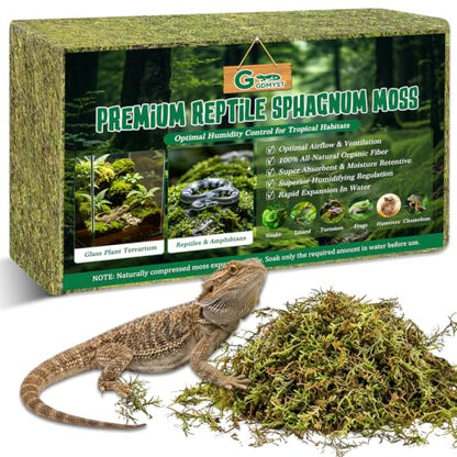 4 LB Sphagnum Moss for Reptiles, 100QT Natural Sphagnum Compressed Moss for Reptile Moss Bedding, Leopard Gecko, Snake, Turtles, Amphibians, Tank Bedding, Terrarium Humidity Control Substrate - color: moss-4lb