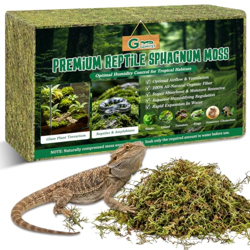 2 LB Sphagnum Moss for Reptiles, 50QT Natural Sphagnum Compressed Moss | Reptile Moss Bedding, Leopard Gecko, Snake, Turtles, Amphibians, Tank Bedding, Terrarium Humidity Control Substrate - color: moss-2lb