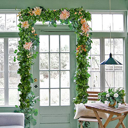 84 Feet 12 Strands Artificial Ivy Leaf Plants Vine Hanging Garland Fake Foliage Flowers Home Kitchen Garden Office Wedding Wall Decor, Green - size: 84 Feet