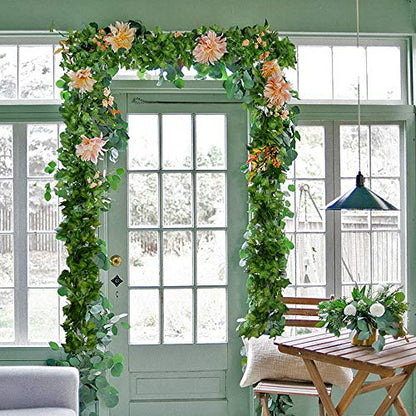 84 Feet 12 Strands Artificial Ivy Leaf Plants Vine Hanging Garland Fake Foliage Flowers Home Kitchen Garden Office Wedding Wall Decor, Green - size: 84 Feet