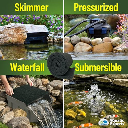 Aquatic Experts Classic Koi Pond Filter Pad COARSE – Bulk Roll Pond Filter Media, Rigid Ultra-Durable Latex Coated Fish Pond Filter Material US (16" x 56", Coarse (Black)) - size: 16" x 56"